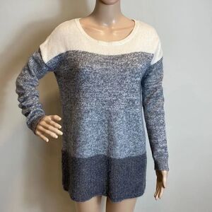 Leo & Sage scoop neck color block wool cashmere pullover sweater